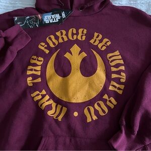 NWT Unisex Hoodie Star Wars May The Force Be With You Maroon Sweatshirt Medium